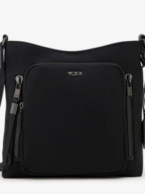 Black Tumi Tyler Crossbody with Gunmetal Gray Accents